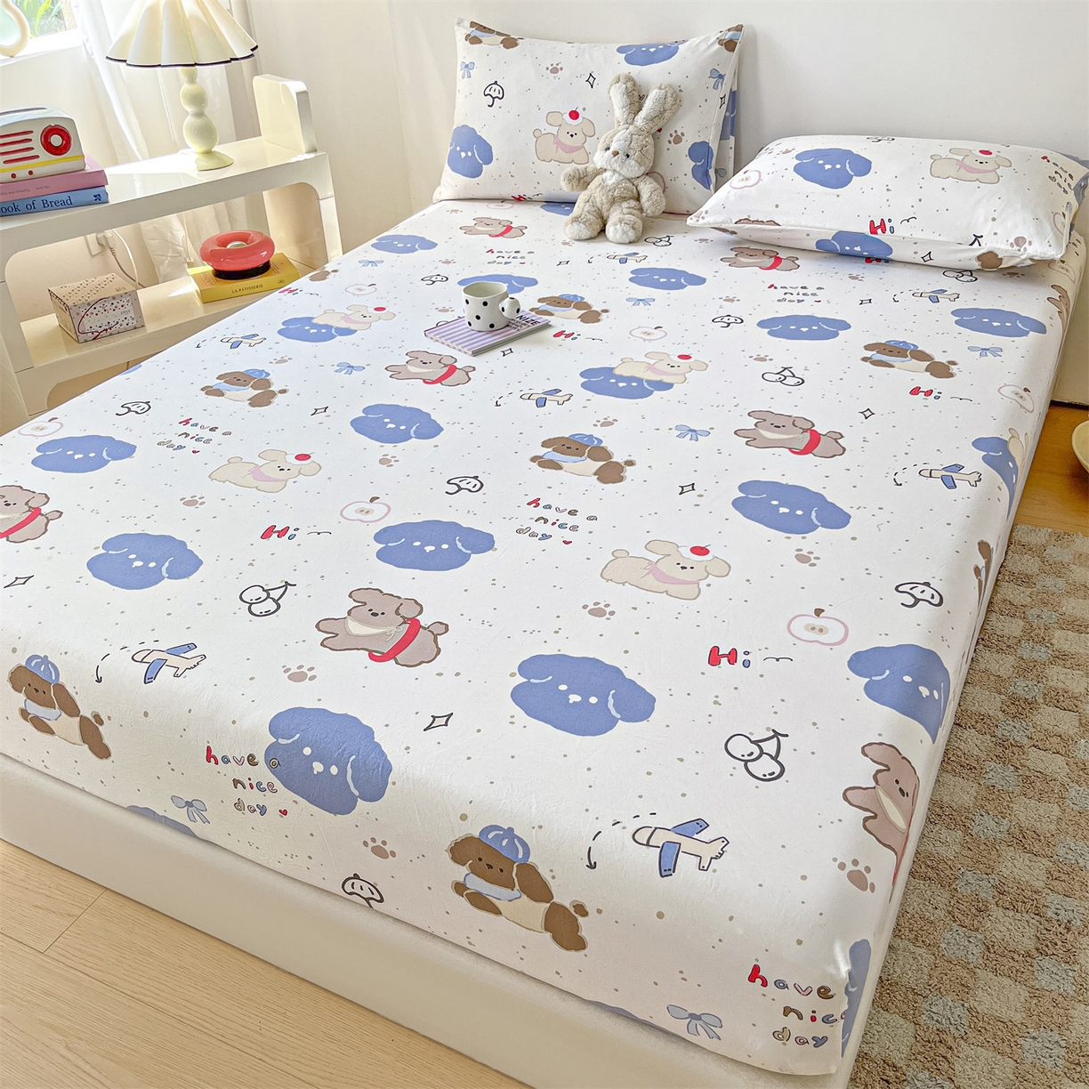 91家纺网 家纺一手货源 找家纺 （总）盛秋家纺 2025新款A类水洗棉卡通印花床笠单品床笠单件单床笠