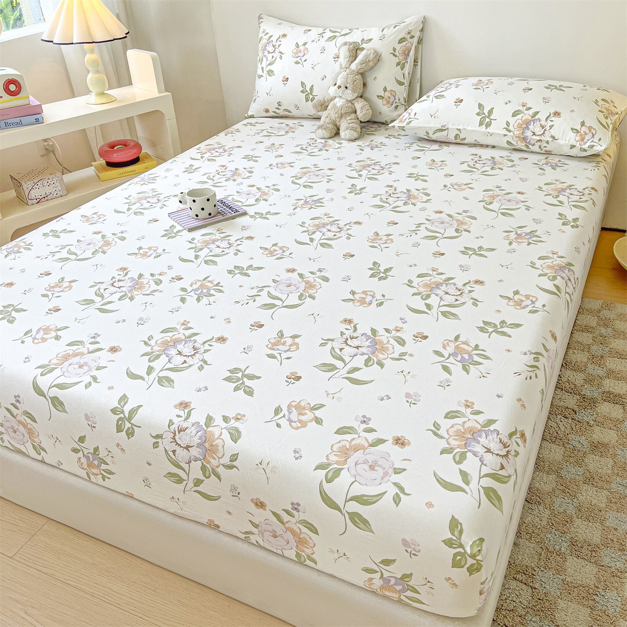 91家纺网 家纺一手货源 找家纺 （总）盛秋家纺 2025新款A类水洗棉卡通印花床笠单品床笠单件单床笠