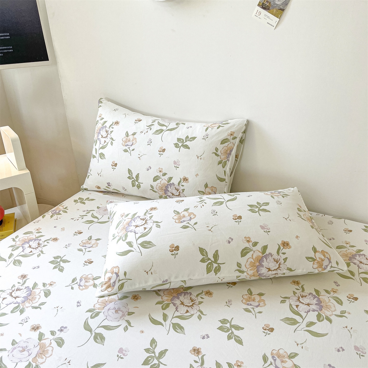 91家纺网 家纺一手货源 找家纺 盛秋家纺 2025新款A类水洗棉卡通印花床笠单品床笠单件单床笠 铃兰