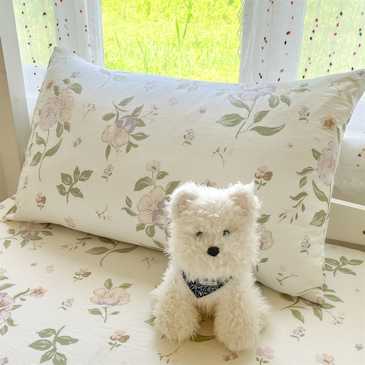 91家纺网 家纺一手货源 找家纺 盛秋家纺 2025新款A类水洗棉卡通印花床笠单品床笠单件单床笠 铃兰