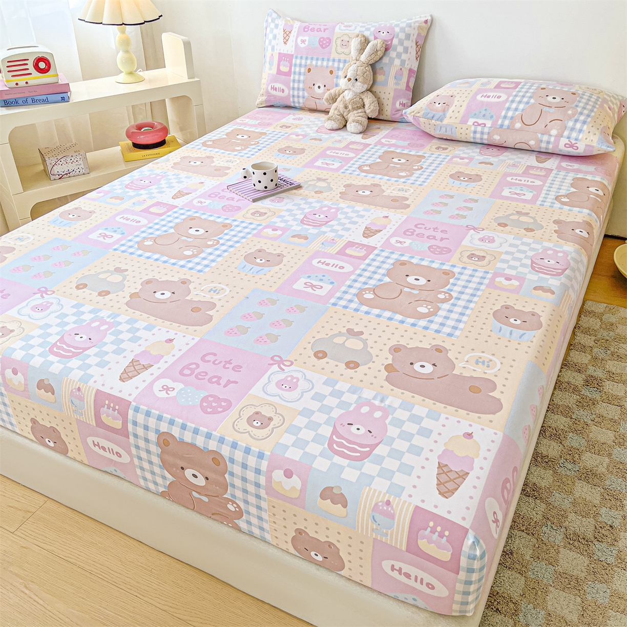 盛秋家纺 2025新款A类水洗棉卡通印花床笠单品床笠单件单床笠 萌宠乐园