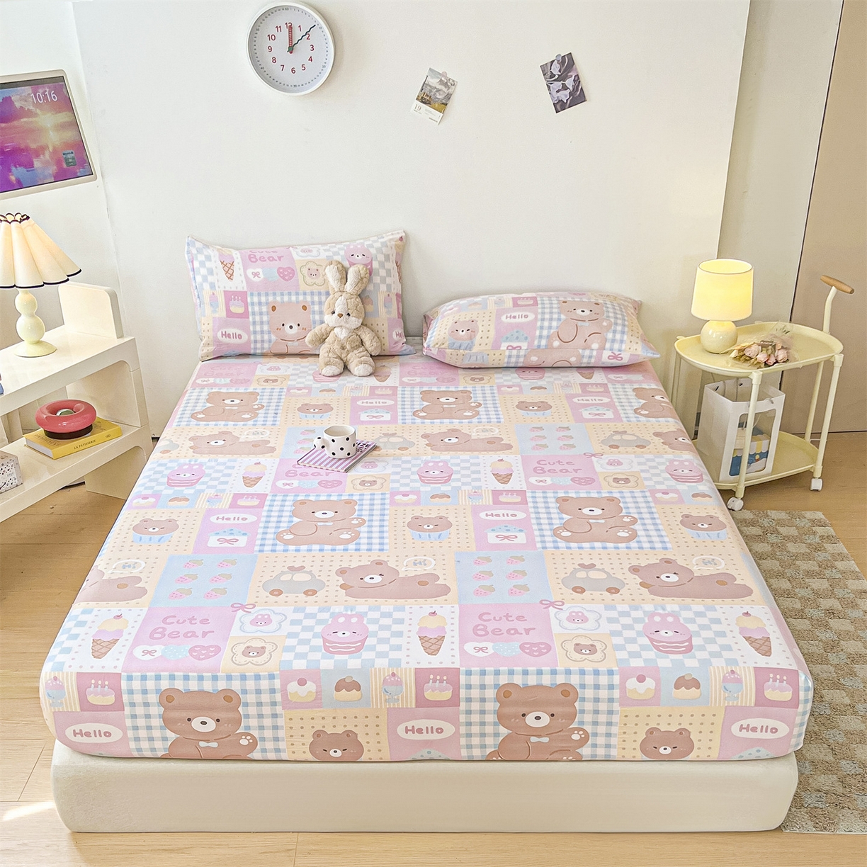 91家纺网 家纺一手货源 找家纺 盛秋家纺 2025新款A类水洗棉卡通印花床笠单品床笠单件单床笠 萌宠乐园