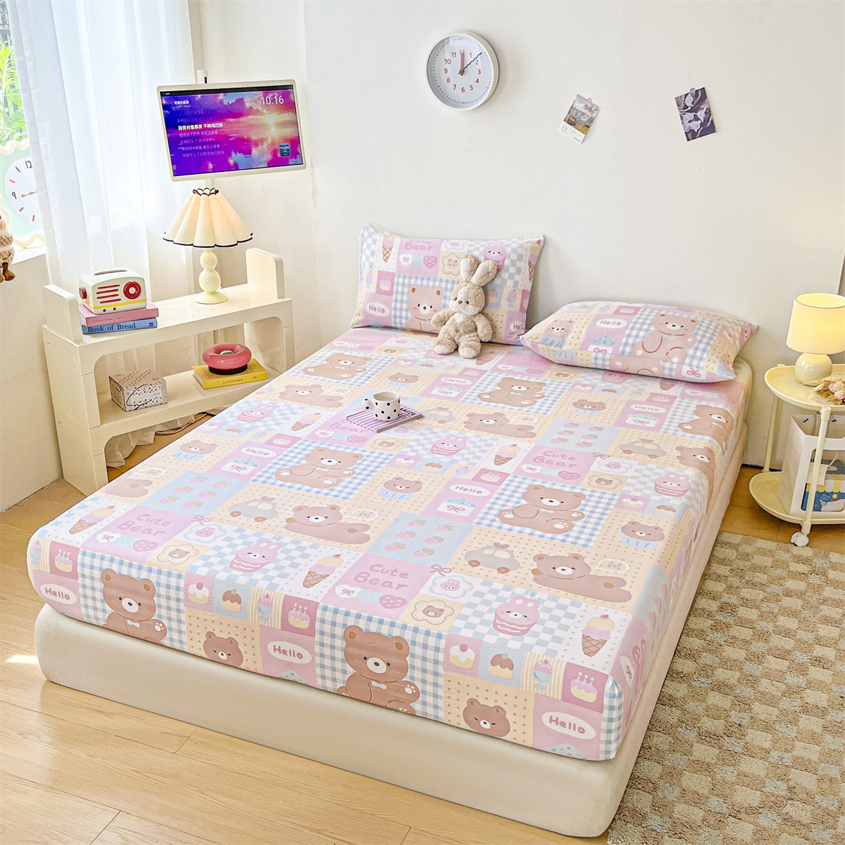 91家纺网 家纺一手货源 找家纺 盛秋家纺 2025新款A类水洗棉卡通印花床笠单品床笠单件单床笠 萌宠乐园