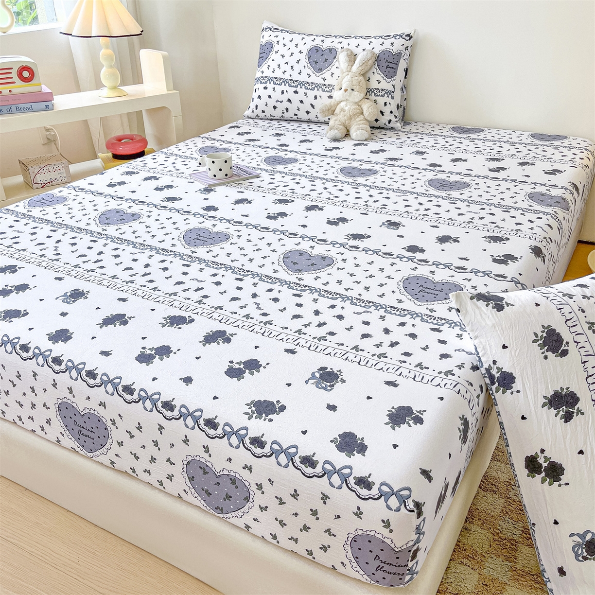 91家纺网 家纺一手货源 找家纺 盛秋家纺 2025新款A类水洗棉卡通印花床笠单品床笠单件单床笠 着迷