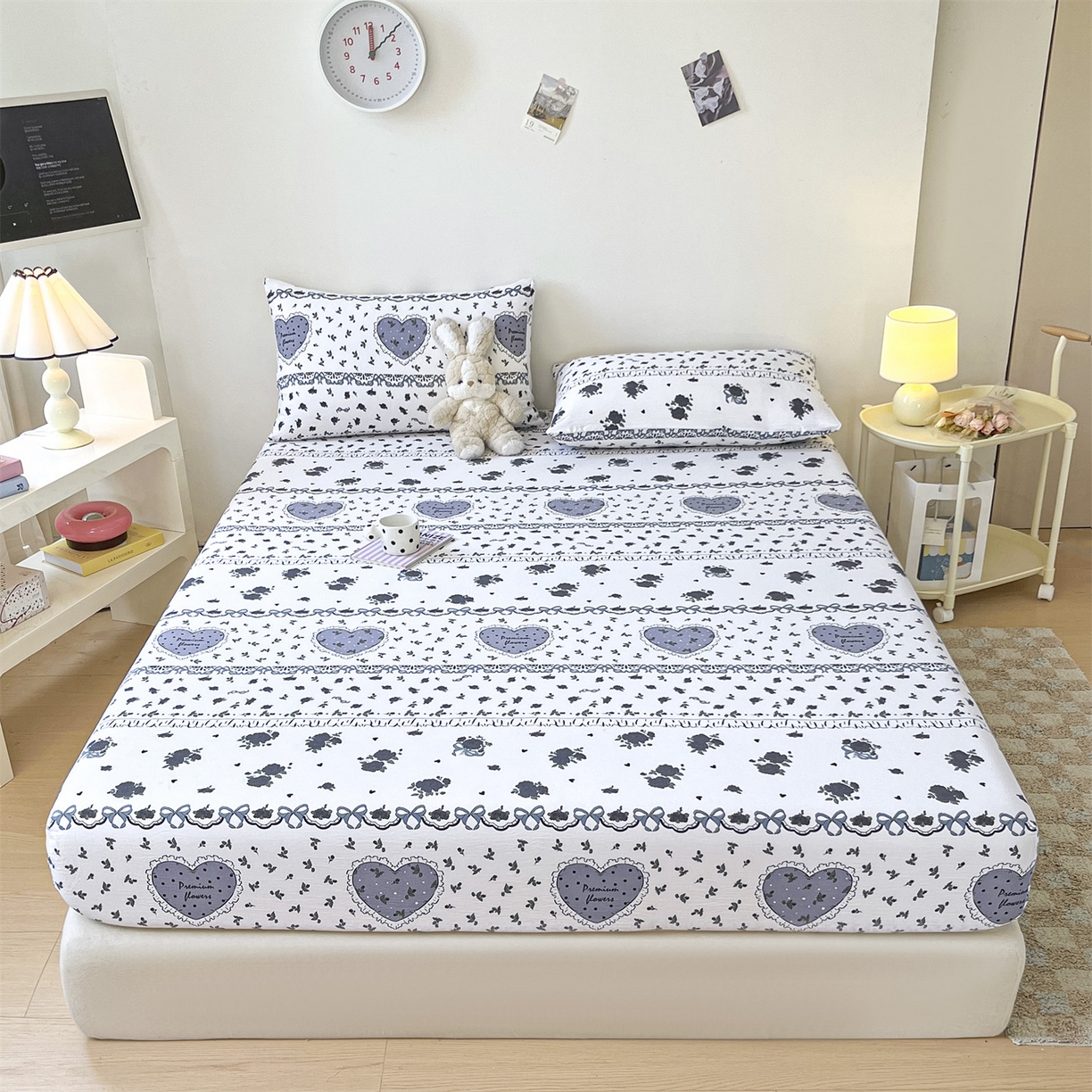 91家纺网 家纺一手货源 找家纺 盛秋家纺 2025新款A类水洗棉卡通印花床笠单品床笠单件单床笠 着迷