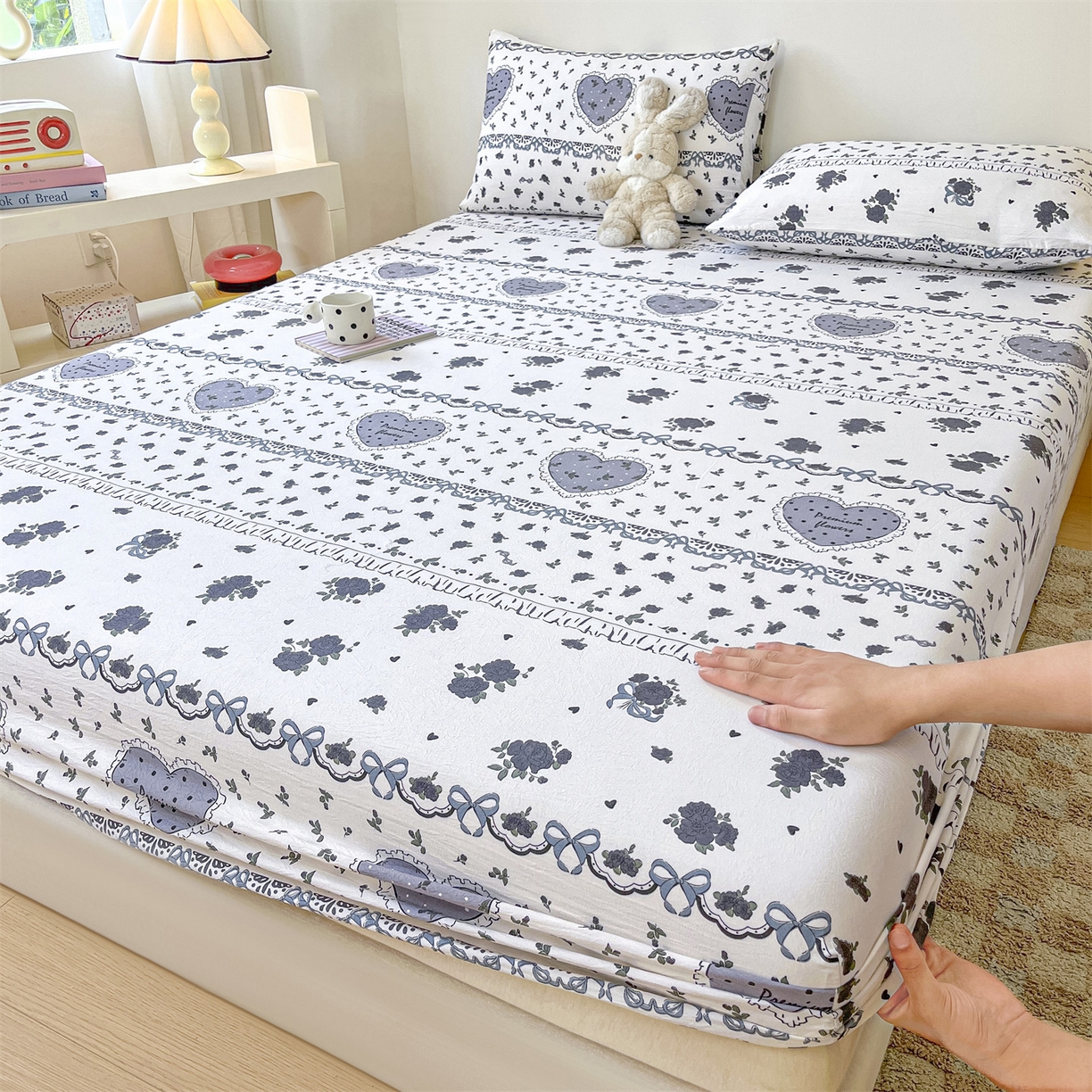 91家纺网 家纺一手货源 找家纺 盛秋家纺 2025新款A类水洗棉卡通印花床笠单品床笠单件单床笠 着迷