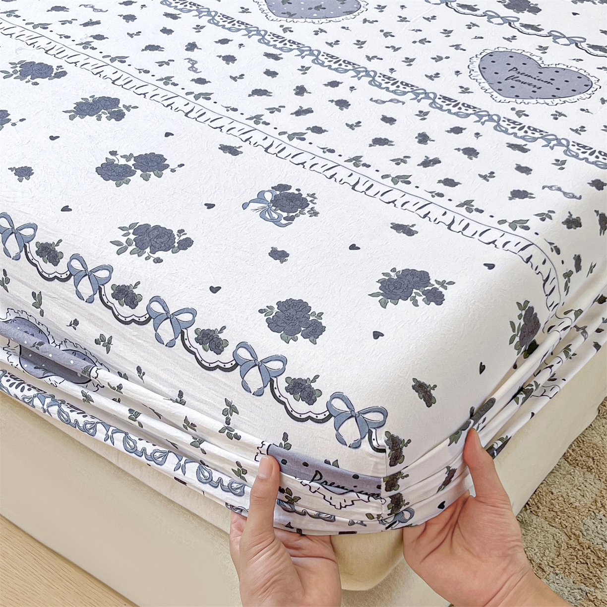 91家纺网 家纺一手货源 找家纺 盛秋家纺 2025新款A类水洗棉卡通印花床笠单品床笠单件单床笠 着迷