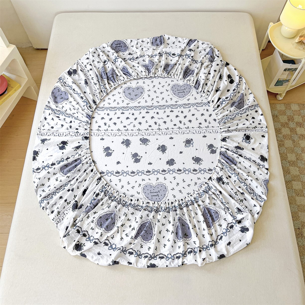 91家纺网 家纺一手货源 找家纺 盛秋家纺 2025新款A类水洗棉卡通印花床笠单品床笠单件单床笠 着迷