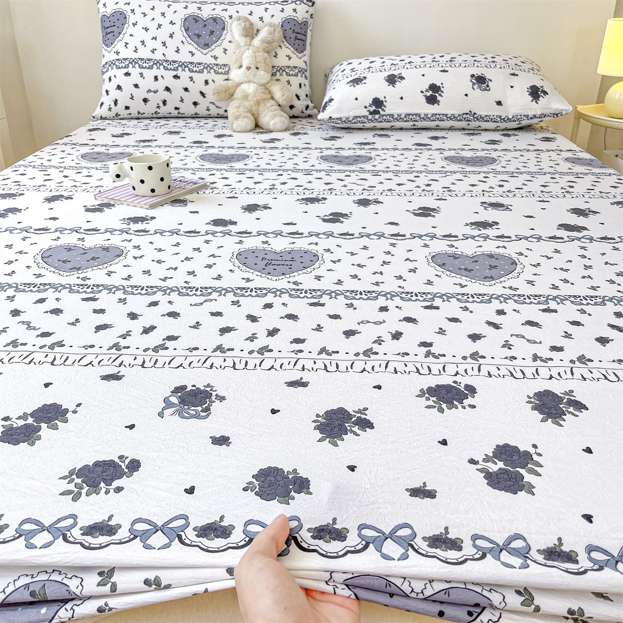 91家纺网 家纺一手货源 找家纺 盛秋家纺 2025新款A类水洗棉卡通印花床笠单品床笠单件单床笠 着迷