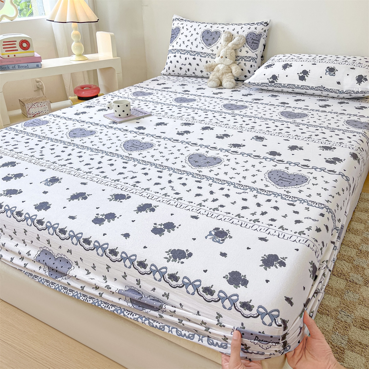 91家纺网 家纺一手货源 找家纺 盛秋家纺 2025新款A类水洗棉卡通印花床笠单品床笠单件单床笠 着迷