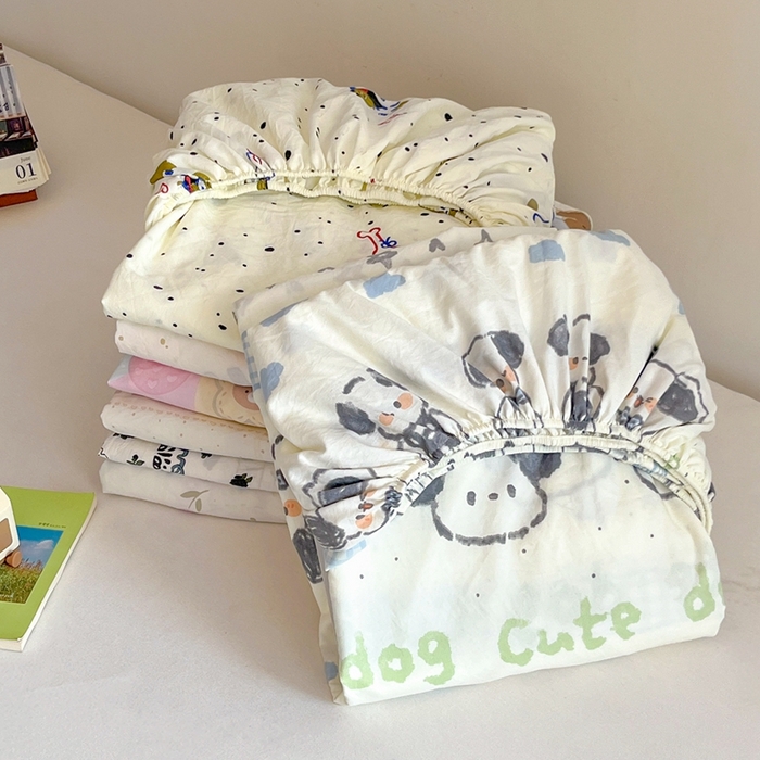 盛秋家纺 2025新款A类水洗棉卡通印花床笠单品床笠单件单床笠 组合图仅供展示