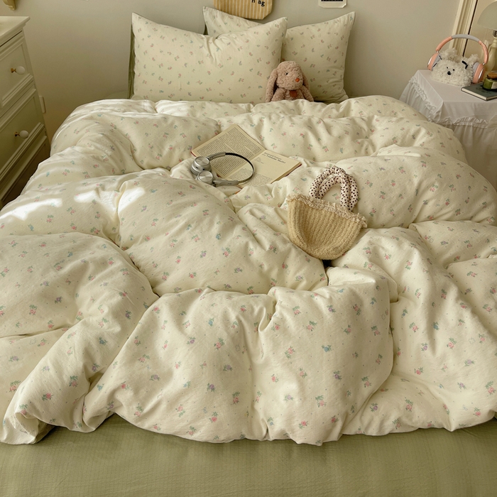 91家纺网 家纺一手货源 找家纺 贝扬思家纺 2025新款云感双层纱印花四件套 初恋