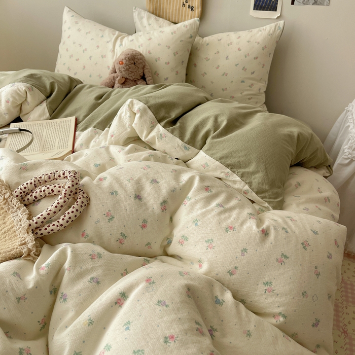 91家纺网 家纺一手货源 找家纺 贝扬思家纺 2025新款云感双层纱印花四件套 初恋