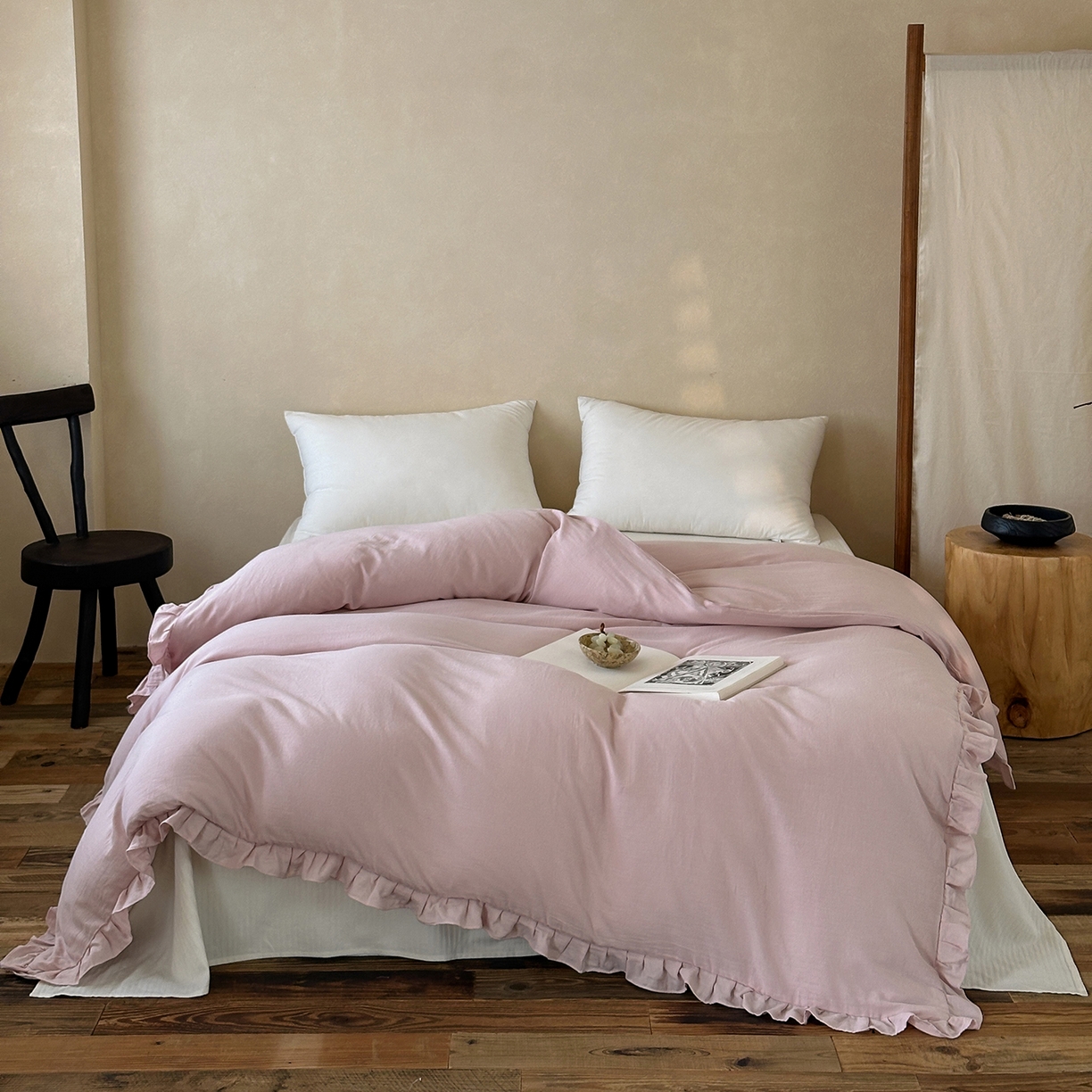 91家纺网 家纺一手货源 找家纺 （总）三味舒屋 2025新款花边美学全棉双层纱单品单被套