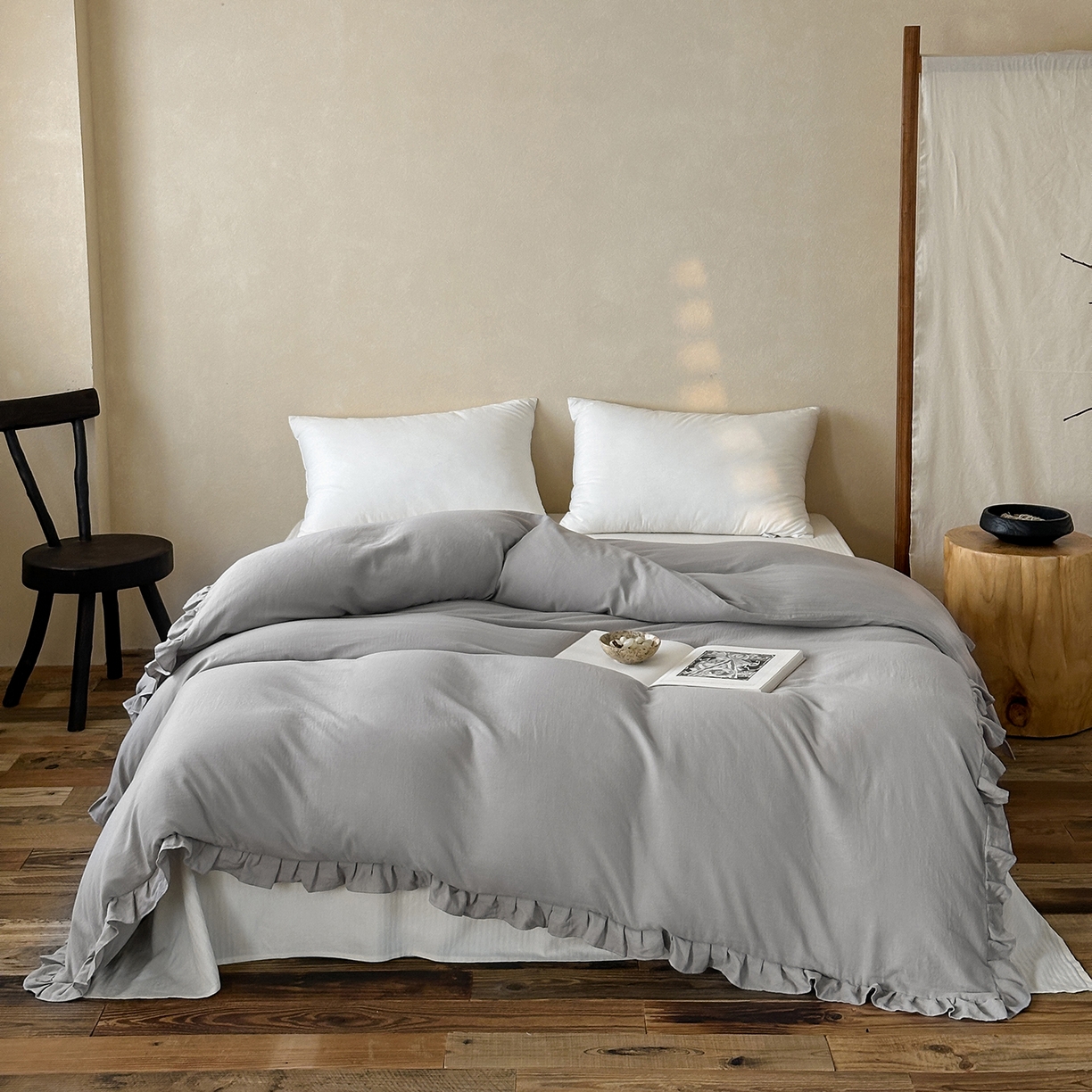 91家纺网 家纺一手货源 找家纺 （总）三味舒屋 2025新款花边美学全棉双层纱单品单被套