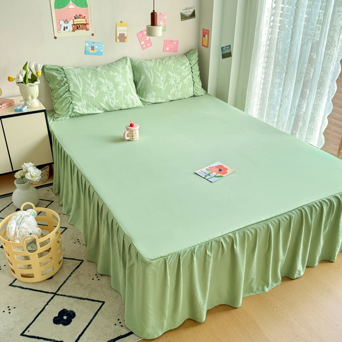 91家纺网 家纺一手货源 找家纺 优卡迪家纺馆 2025新款A类针织棉有氧双层纱花边款四件套 森恋