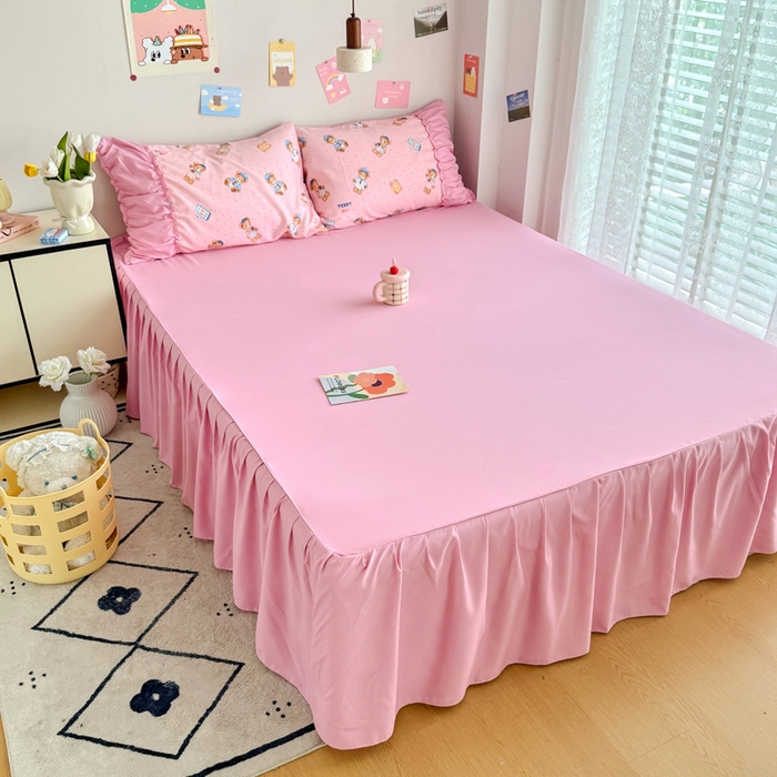 91家纺网 家纺一手货源 找家纺 优卡迪家纺馆 2025新款A类针织棉有氧双层纱花边款四件套 童趣