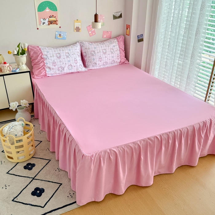 91家纺网 家纺一手货源 找家纺 优卡迪家纺馆 2025新款A类针织棉有氧双层纱花边款四件套 知音