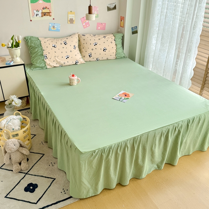 91家纺网 家纺一手货源 找家纺 优卡迪家纺馆 2025新款A类针织棉有氧双层纱花边款四件套 呢喃