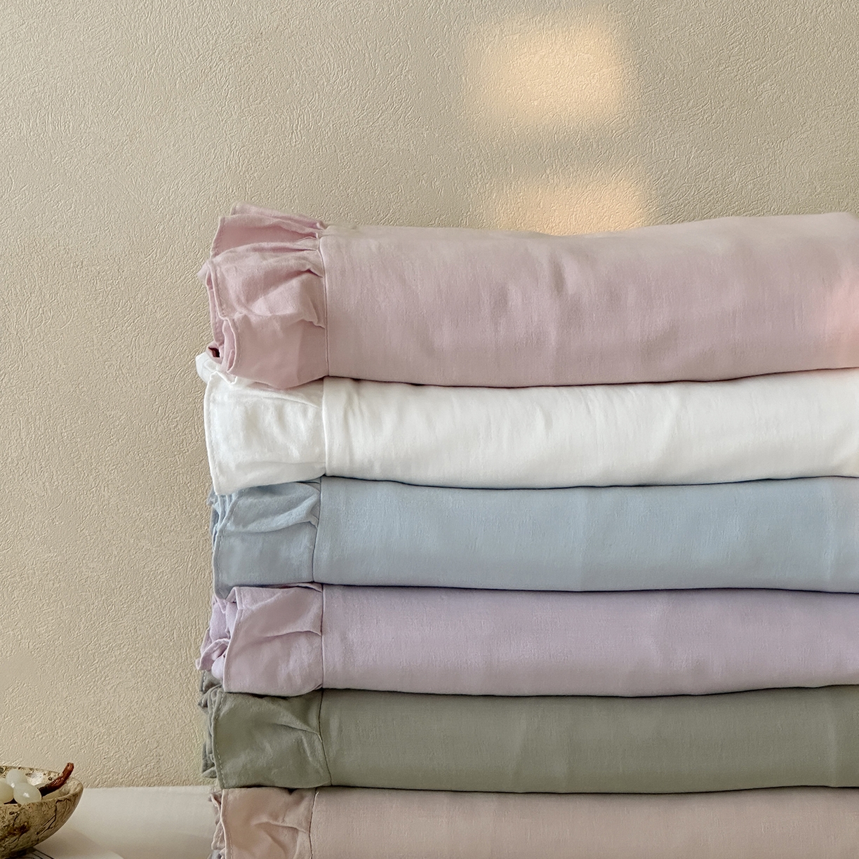 91家纺网 家纺一手货源 找家纺 三味舒屋 2025新款花边美学全棉双层纱单品单被套 组合图仅供展示