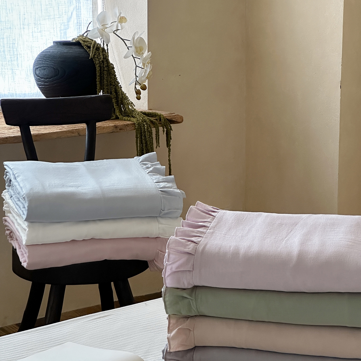 91家纺网 家纺一手货源 找家纺 三味舒屋 2025新款花边美学全棉双层纱单品单被套 组合图仅供展示