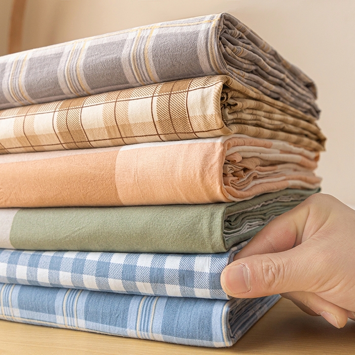 91家纺网 家纺一手货源 找家纺 （总）盛秋家纺 2025新款A类水洗棉格子印花床笠单品床笠单件单床笠