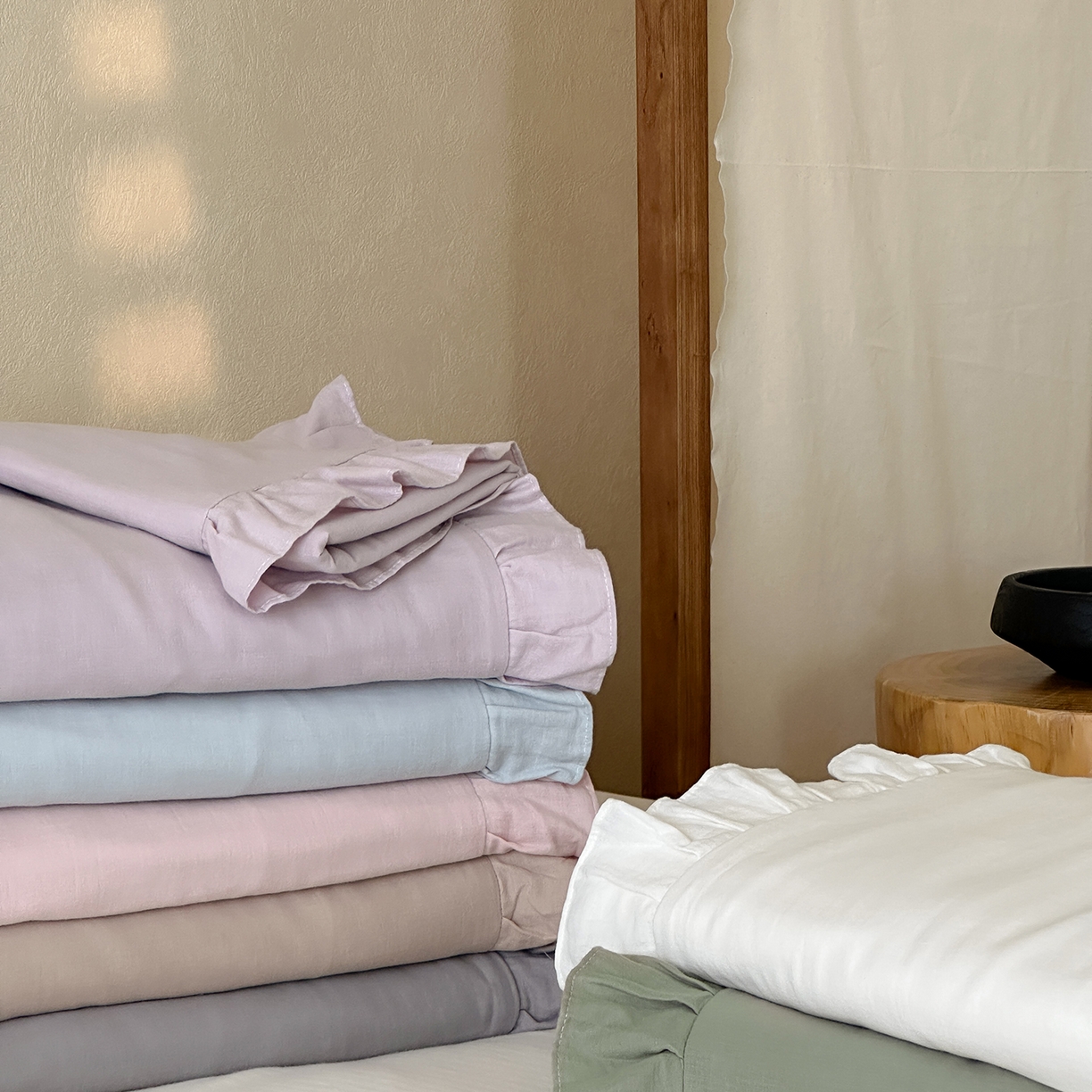 91家纺网 家纺一手货源 找家纺 三味舒屋 2025新款花边美学全棉双层纱单品单被套 组合图仅供展示