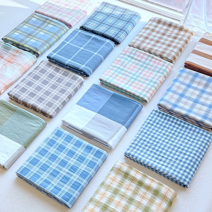 91家纺网 家纺一手货源 找家纺 （总）盛秋家纺 2025新款A类水洗棉格子印花床笠单品床笠单件单床笠