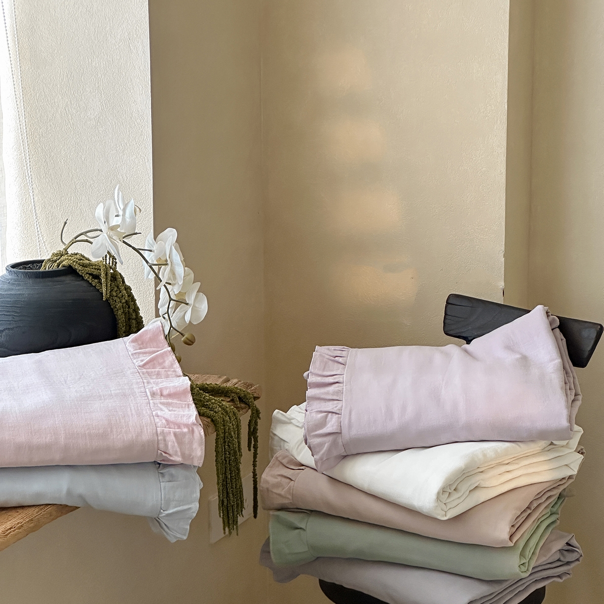 91家纺网 家纺一手货源 找家纺 三味舒屋 2025新款花边美学全棉双层纱单品单被套 组合图仅供展示