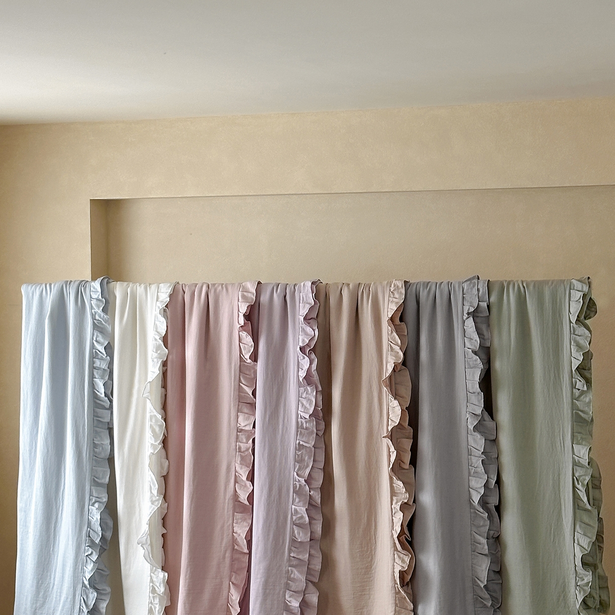 91家纺网 家纺一手货源 找家纺 三味舒屋 2025新款花边美学全棉双层纱单品单被套 组合图仅供展示