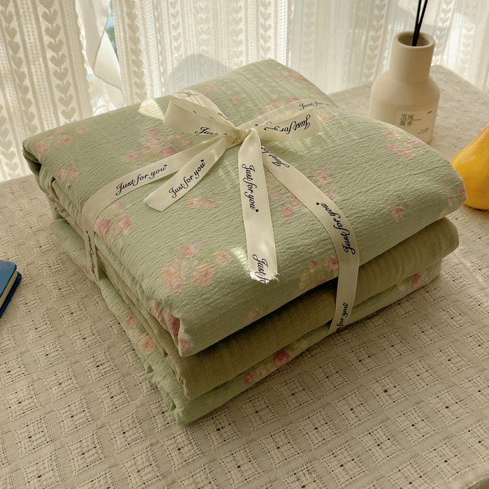 贝扬思家纺 2025新款云感双层纱印花四件套 奶油气泡