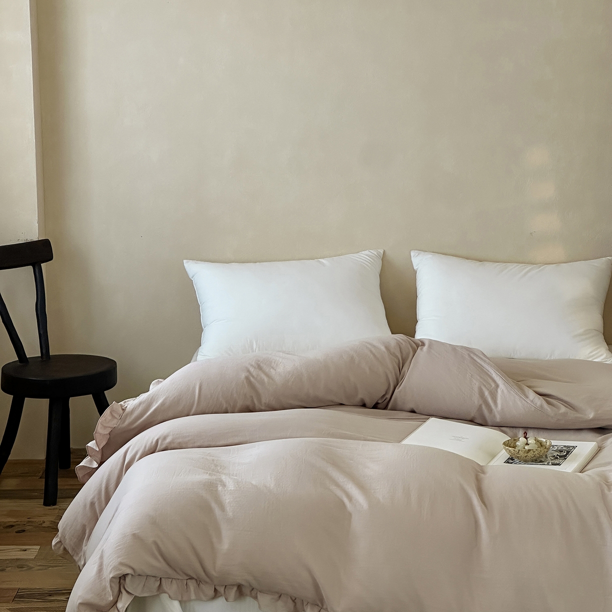 91家纺网 家纺一手货源 找家纺 三味舒屋 2025新款花边美学全棉双层纱单品单被套 复古棕