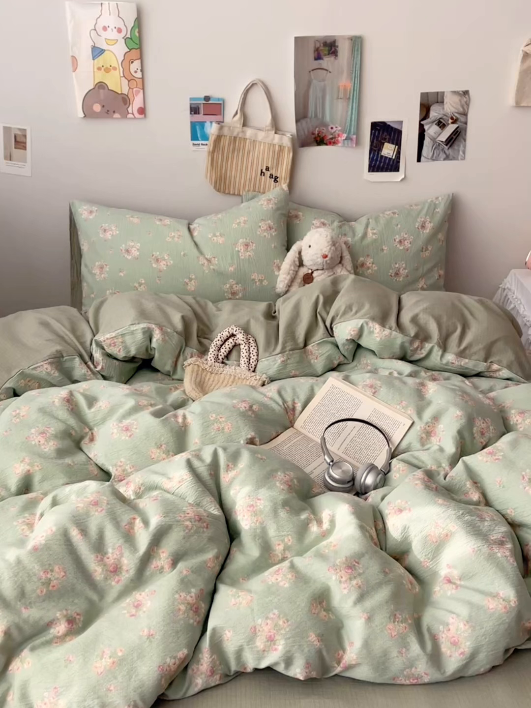 91家纺网 家纺一手货源 找家纺 贝扬思家纺 2025新款云感双层纱印花四件套 奶油气泡