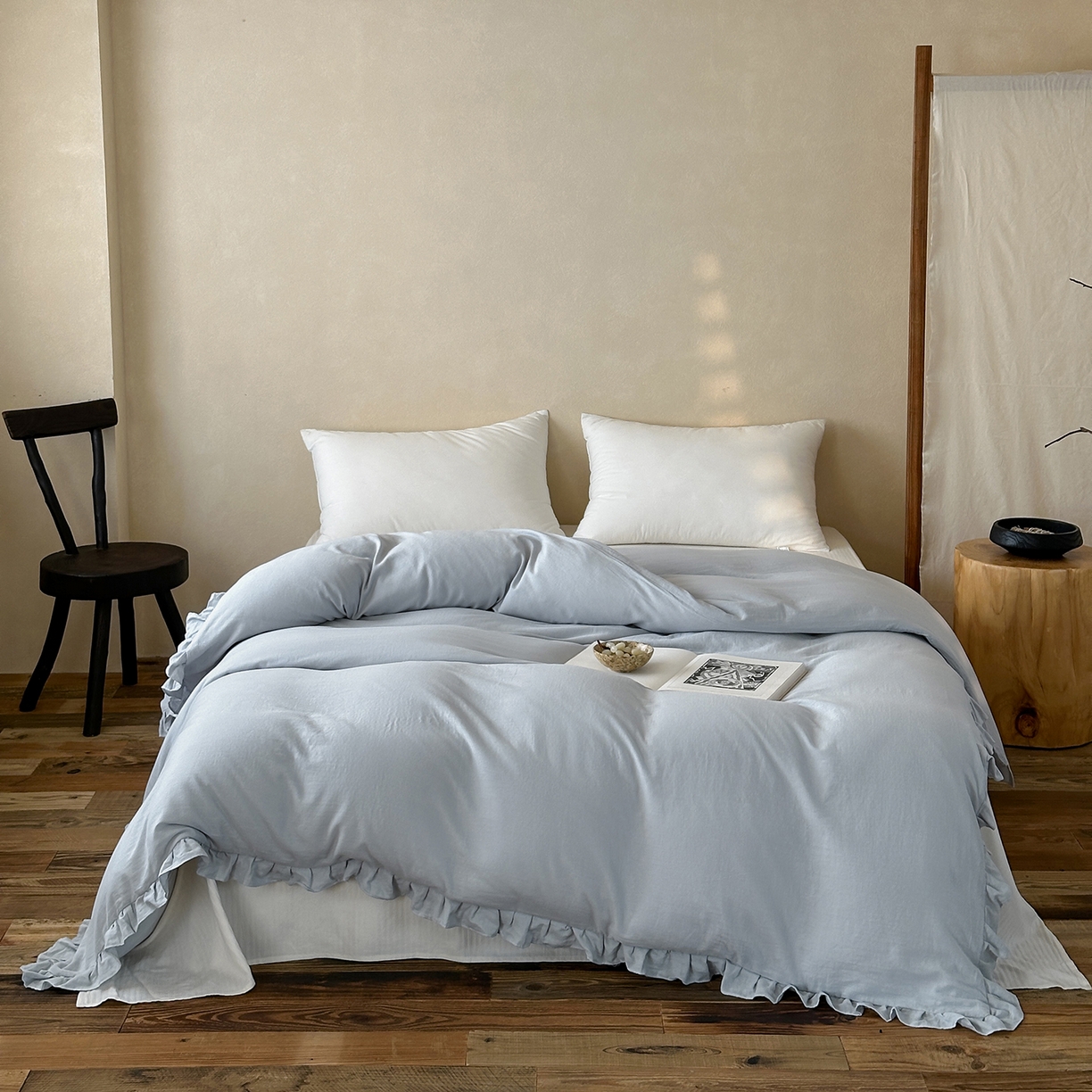 三味舒屋 2025新款花边美学全棉双层纱单品单被套 海岛迷雾