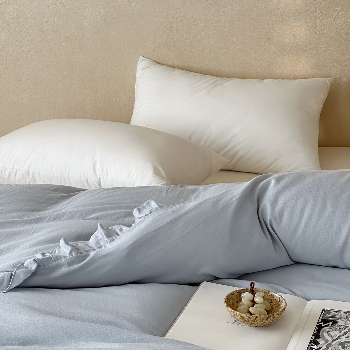 91家纺网 家纺一手货源 找家纺 三味舒屋 2025新款花边美学全棉双层纱单品单被套 海岛迷雾