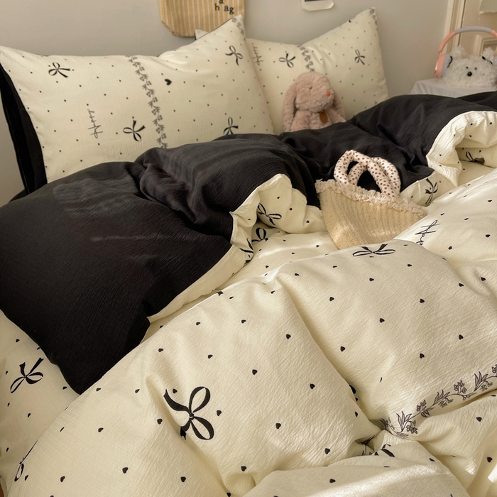 91家纺网 家纺一手货源 找家纺 贝扬思家纺 2025新款云感双层纱印花四件套 美梦结