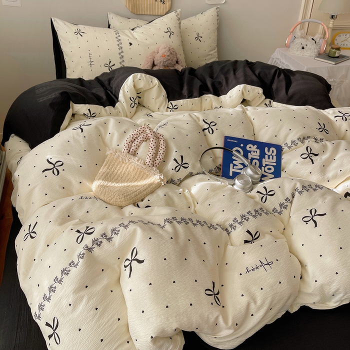 91家纺网 家纺一手货源 找家纺 贝扬思家纺 2025新款云感双层纱印花四件套 美梦结