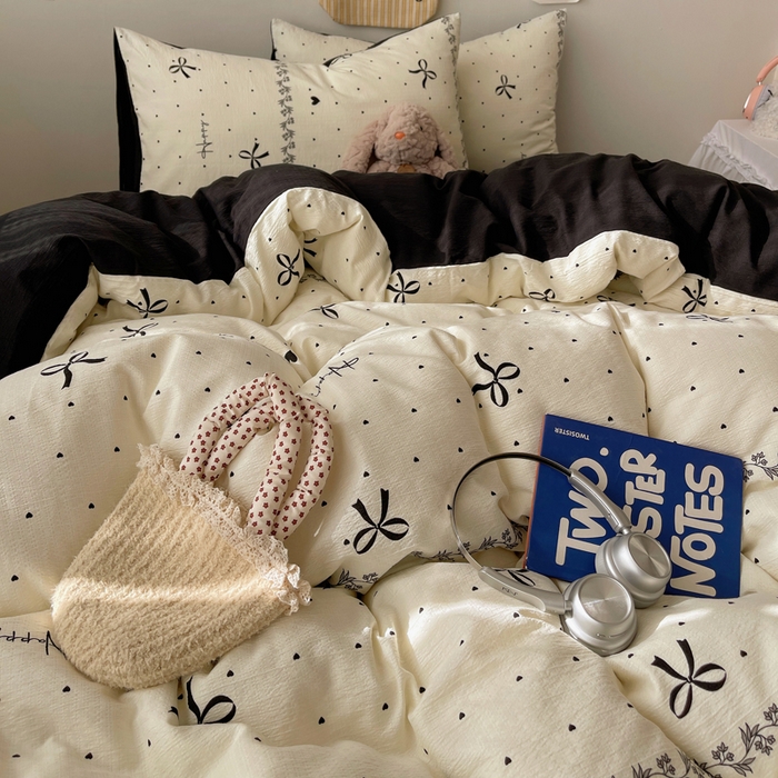 91家纺网 家纺一手货源 找家纺 贝扬思家纺 2025新款云感双层纱印花四件套 美梦结