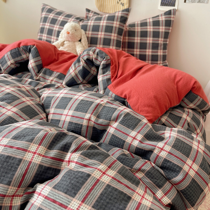 91家纺网 家纺一手货源 找家纺 贝扬思家纺 2025新款云感双层纱印花四件套 幻夜