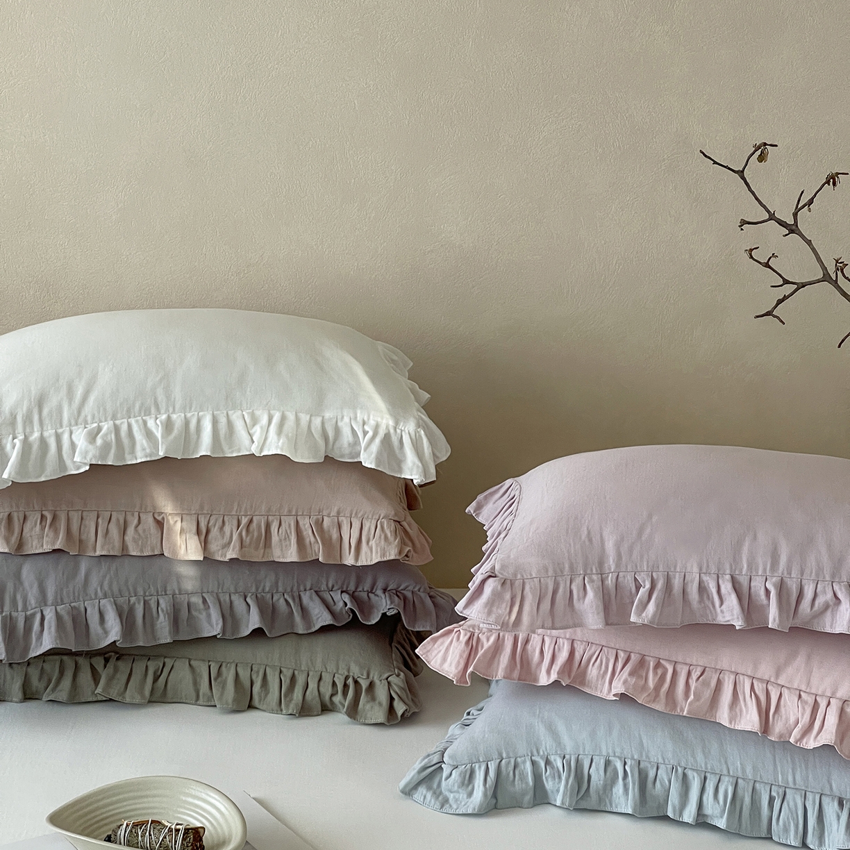 91家纺网 家纺一手货源 找家纺 （总）三味舒屋 2025新款花边美学全棉双层纱单品单枕套