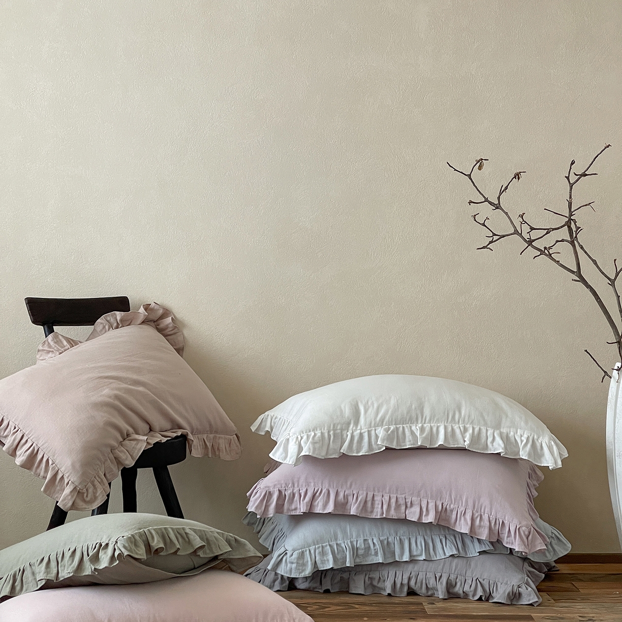 91家纺网 家纺一手货源 找家纺 （总）三味舒屋 2025新款花边美学全棉双层纱单品单枕套