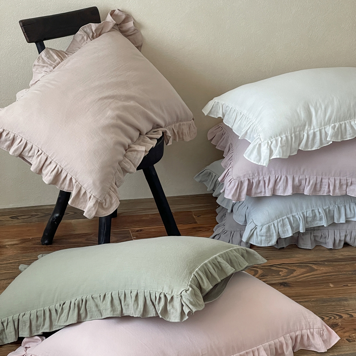 91家纺网 家纺一手货源 找家纺 （总）三味舒屋 2025新款花边美学全棉双层纱单品单枕套