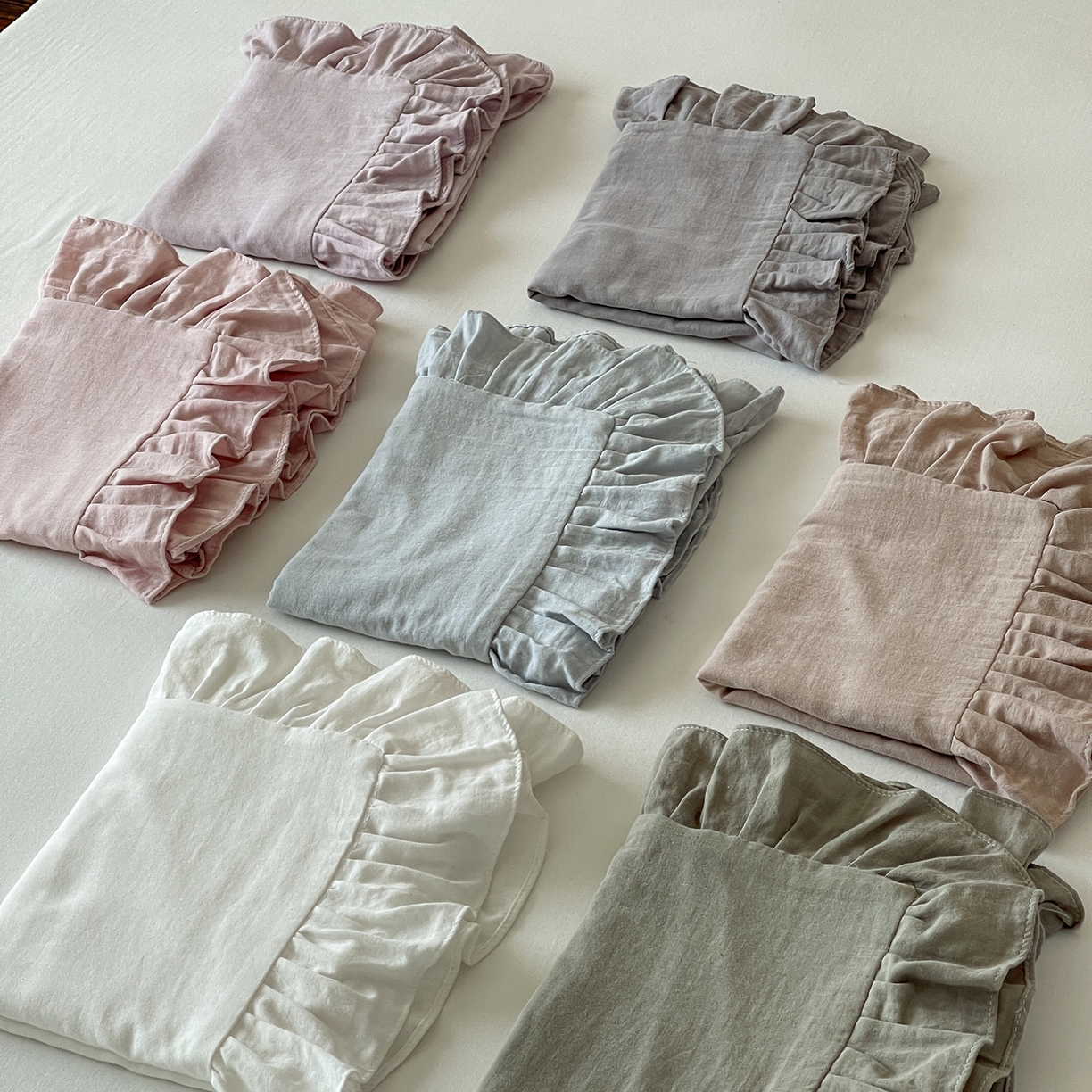 91家纺网 家纺一手货源 找家纺 三味舒屋 2025新款花边美学全棉双层纱单品单枕套 组合图仅供展示