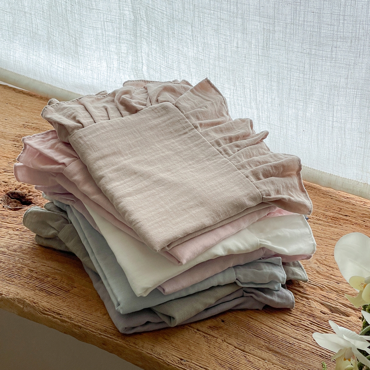 91家纺网 家纺一手货源 找家纺 三味舒屋 2025新款花边美学全棉双层纱单品单枕套 组合图仅供展示