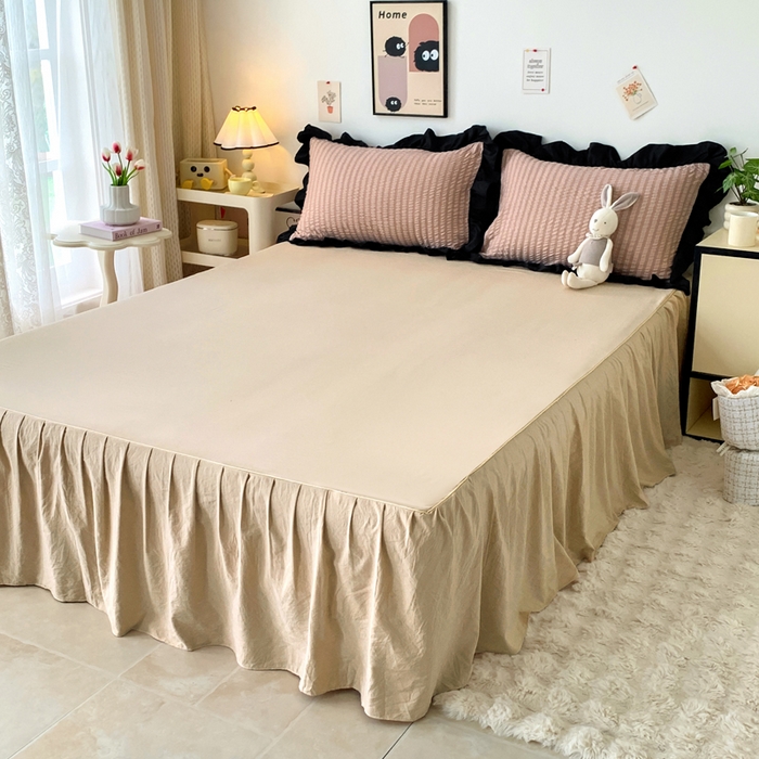 91家纺网 家纺一手货源 找家纺 优卡迪家纺馆 2025新款亲肤舒适A类法式泡泡纱花边款四件套 生椰拿铁