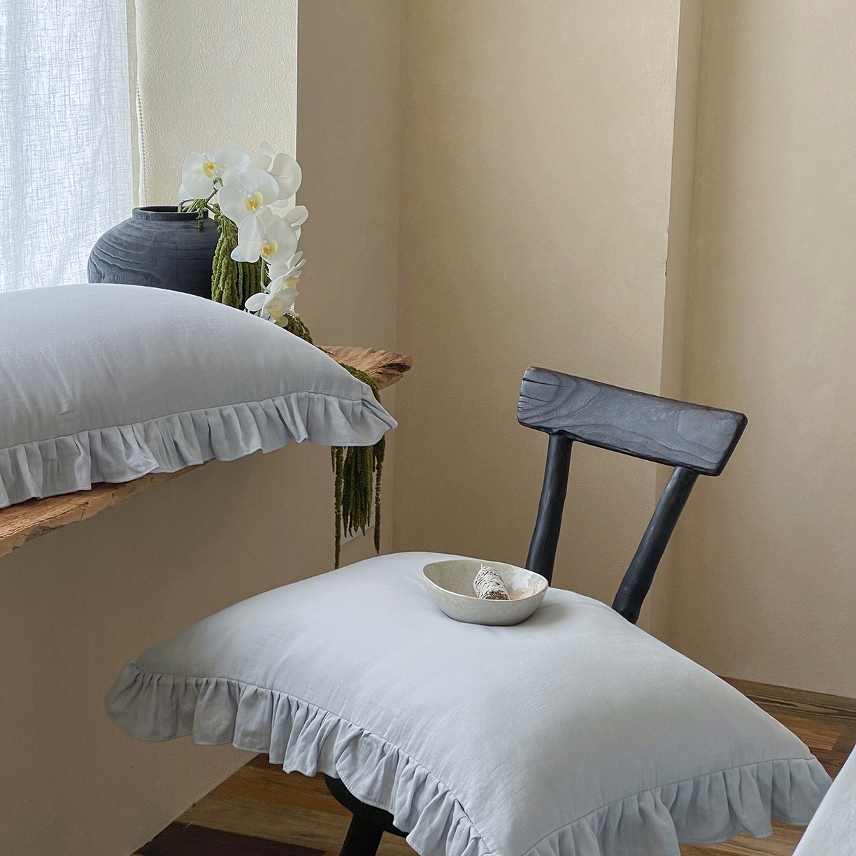 91家纺网 家纺一手货源 找家纺 三味舒屋 2025新款花边美学全棉双层纱单品单枕套 海岛迷雾