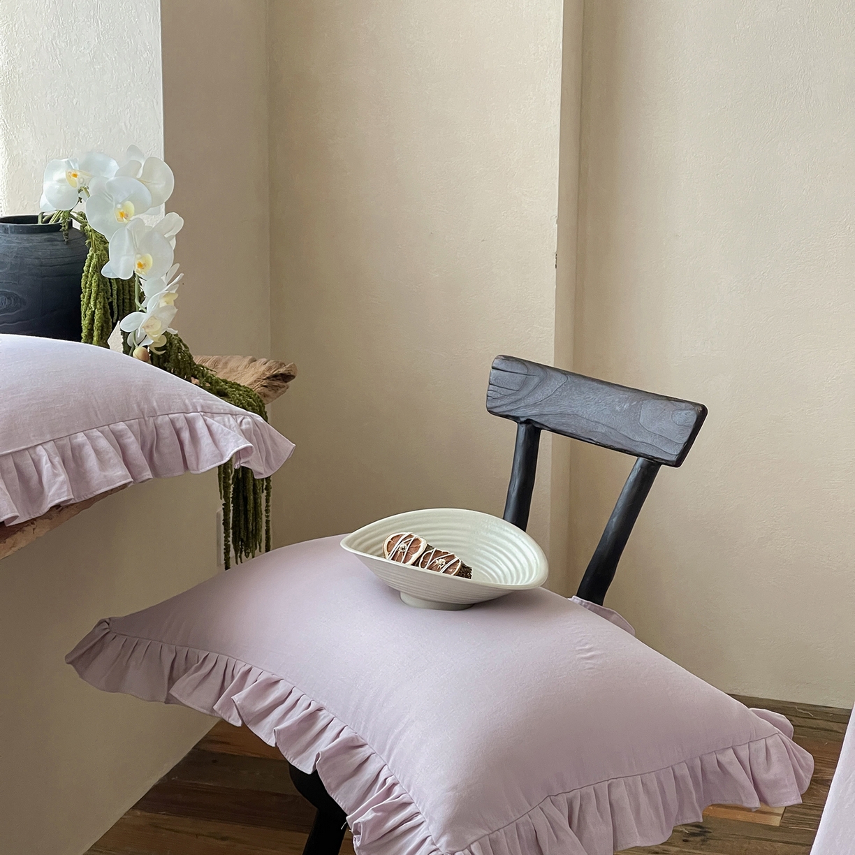 91家纺网 家纺一手货源 找家纺 三味舒屋 2025新款花边美学全棉双层纱单品单枕套 香芋奶昔