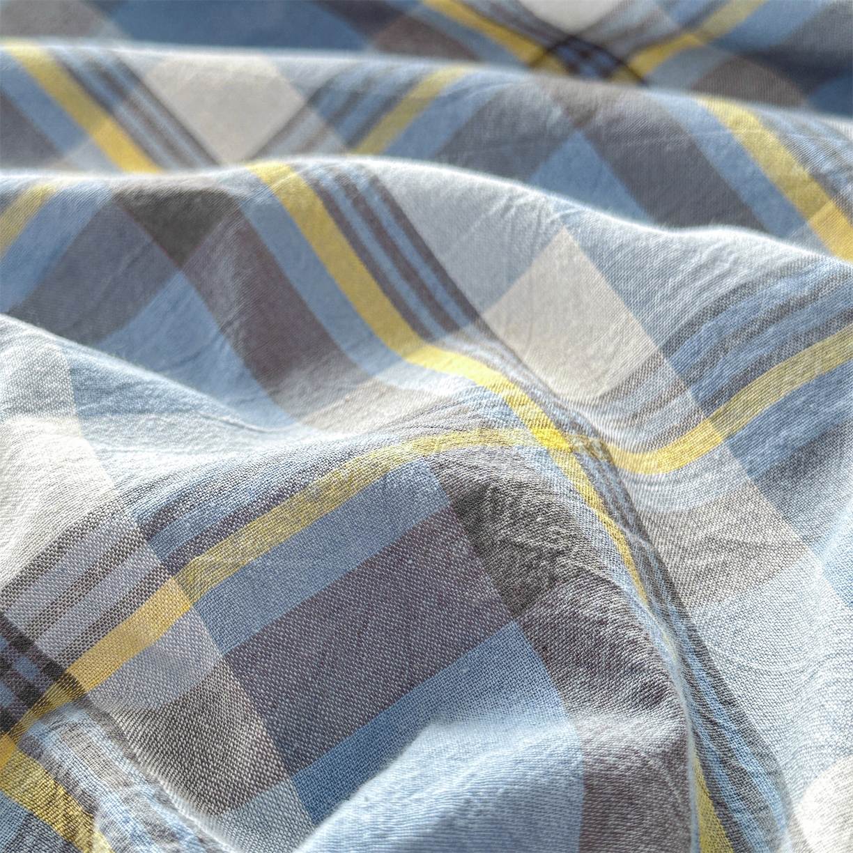 91家纺网 家纺一手货源 找家纺 盛秋家纺 2025新款A类水洗棉格子印花床笠单品床笠单件单床笠 简约