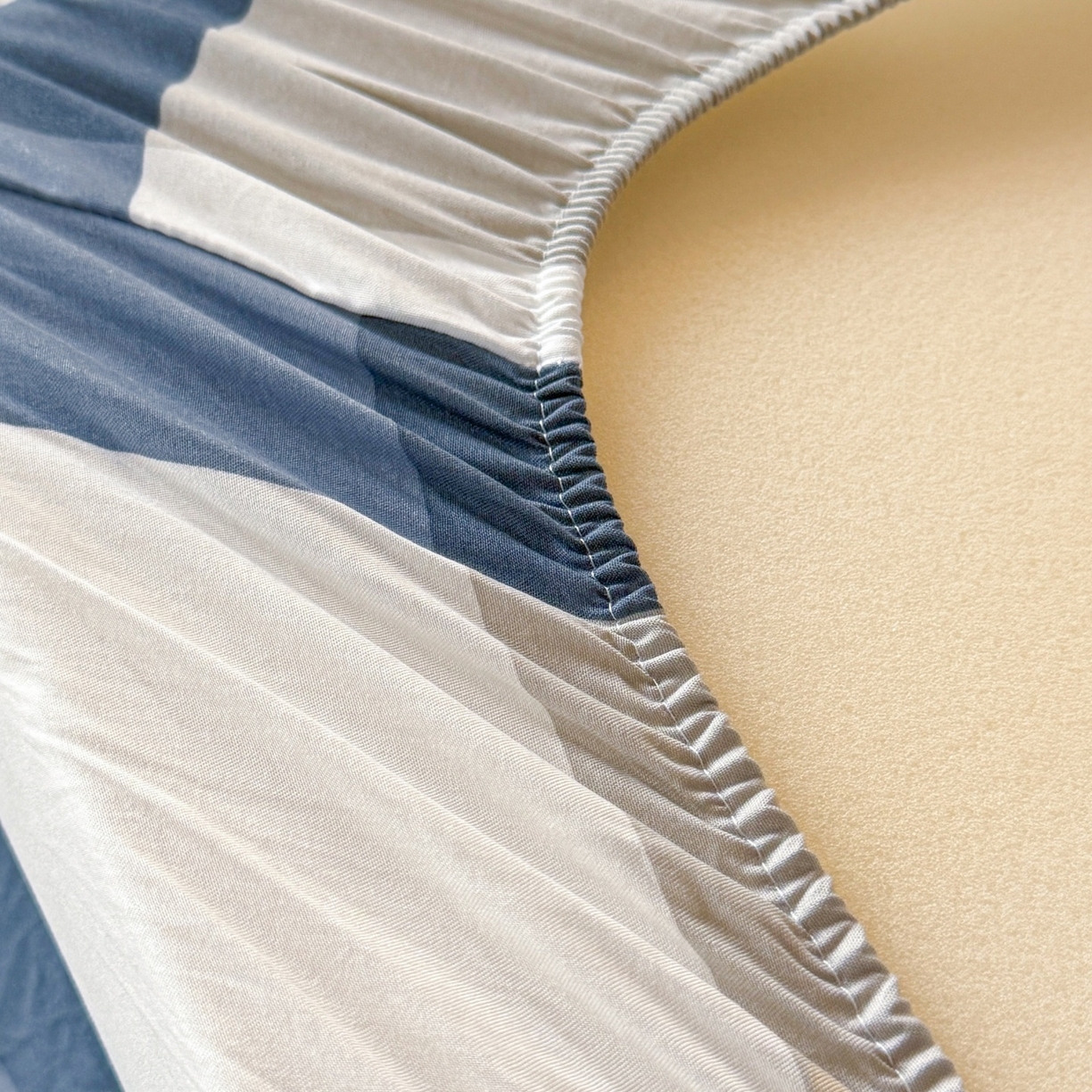 91家纺网 家纺一手货源 找家纺 盛秋家纺 2025新款A类水洗棉格子印花床笠单品床笠单件单床笠 蓝大格