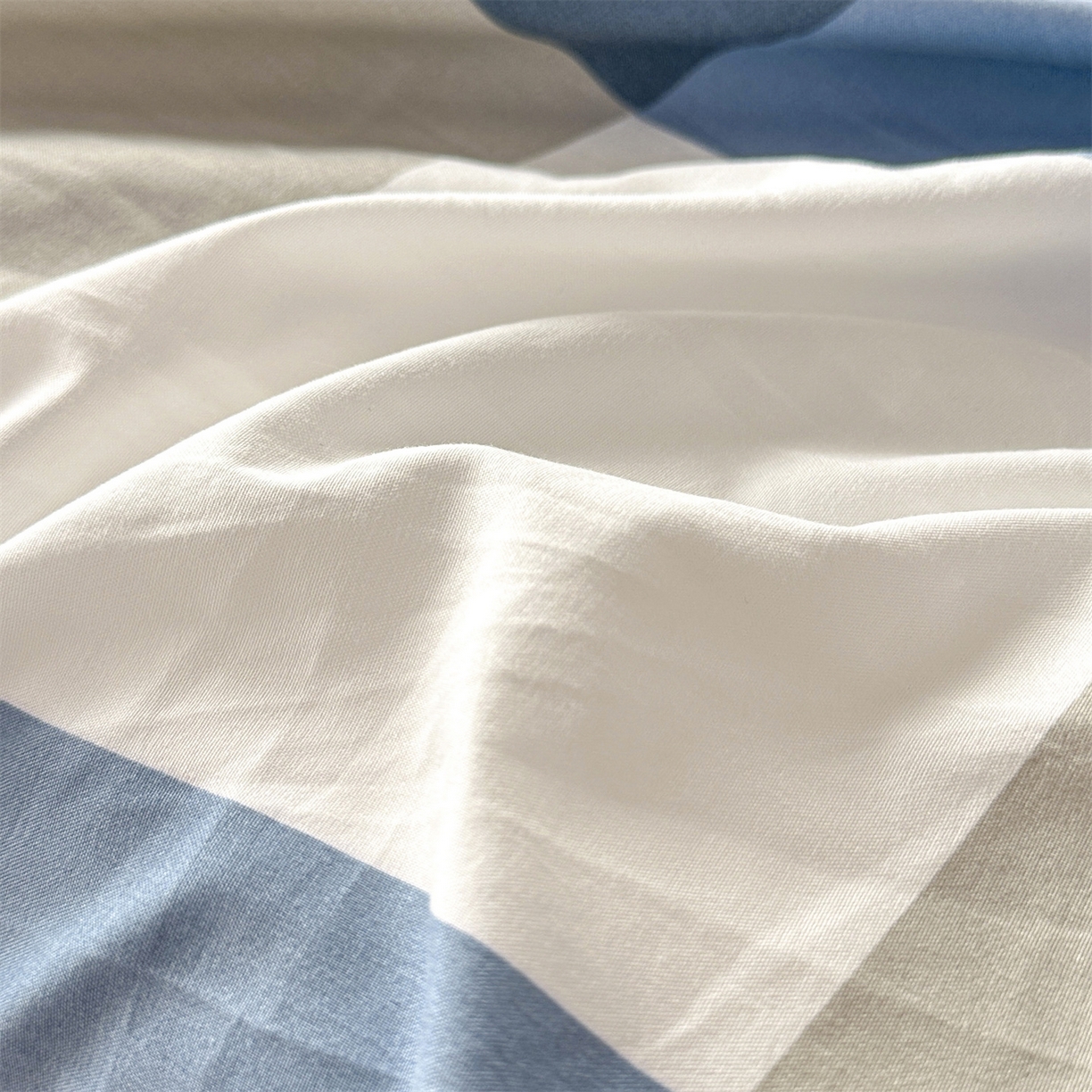 91家纺网 家纺一手货源 找家纺 盛秋家纺 2025新款A类水洗棉格子印花床笠单品床笠单件单床笠 蓝大格